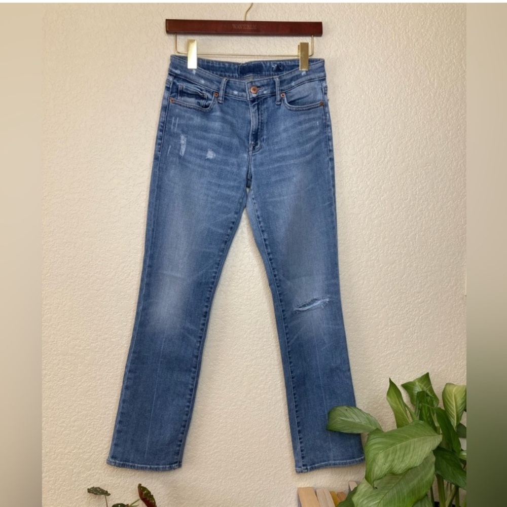 Lucky Brand Vintage Y2K 90s Light-Wash Distressed Straight Jeans